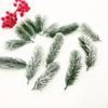 20pcs Artificial PE White Flocking Pine Branches Festive Christmas Tree Decoration DIY Home Party Ornaments Aesthetic Room Decor