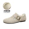 Retro Women's Winter Velvet New Inner Height-increasing Thick-soled Fluffy Shoes Single Shoes Soft-soled Doudou Shoes