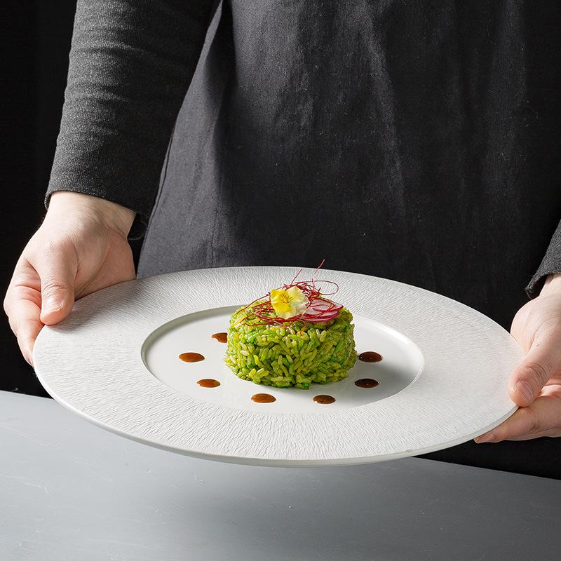 High-End Black Western Food Plate Creative Ceramic Plate Wedding Dining Plate Light Luxury Steak Plate Hotel Plate Tableware