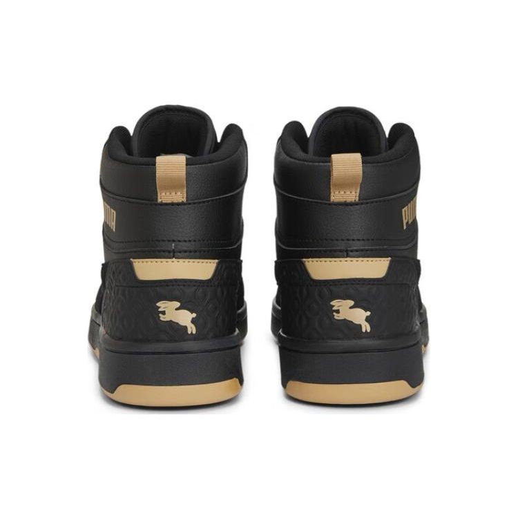 Puma Rebound Joy Mid Top Casual Sneakers Black Gold Unisex 389326-02
