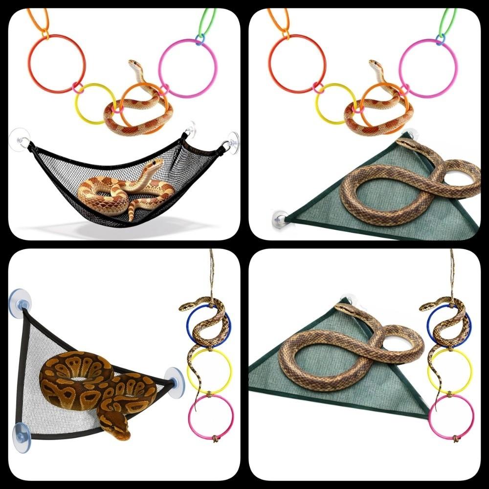 Stability Rings Swing Perch with Rope Snake Enrichment Toys Terrarium Decor Reptile Hammock  Snakes