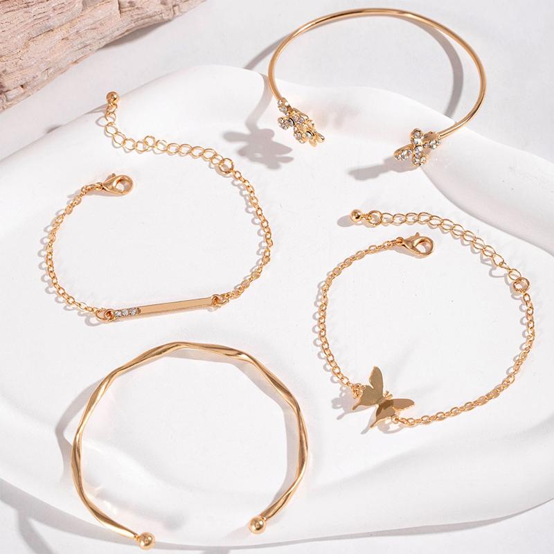 Vintage Cuff Bracelet Bangle Set Of 4 Stainless Steel Butterfly Bracelet Combination  Elegant Bracelet Jewelry Gifts