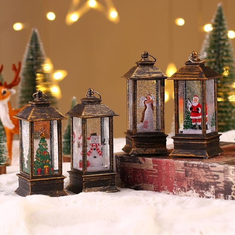 Santa-Claus/Xmas Tree/Snowman/Angel Glittering Lantern Christmas Gift for Kids