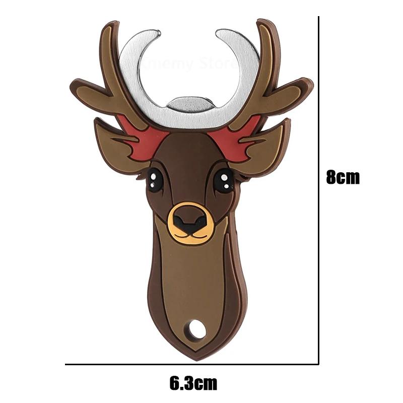 Christmas Magnetic Bottle Opener Santa Snowman Elk Beer Eagle Silicone Stainless Steel Beer Openers Fridge Magnets Kitchen Tools