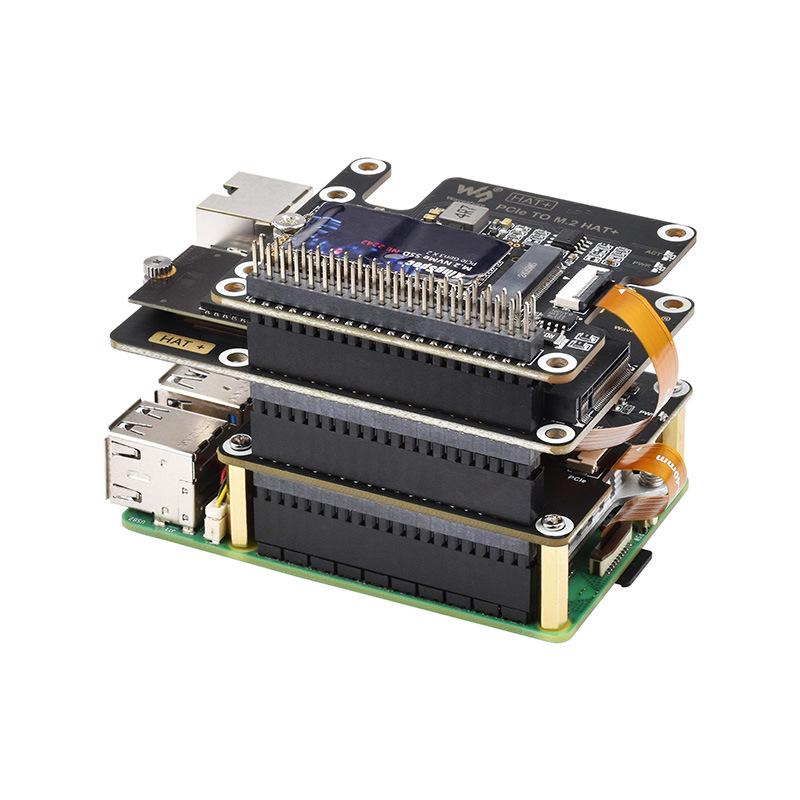 Raspberry Pi 5 Dual PCIe Expansion Board: Stackable 1-to-2 PCIe Interfaces with Multiple HAT Module Support