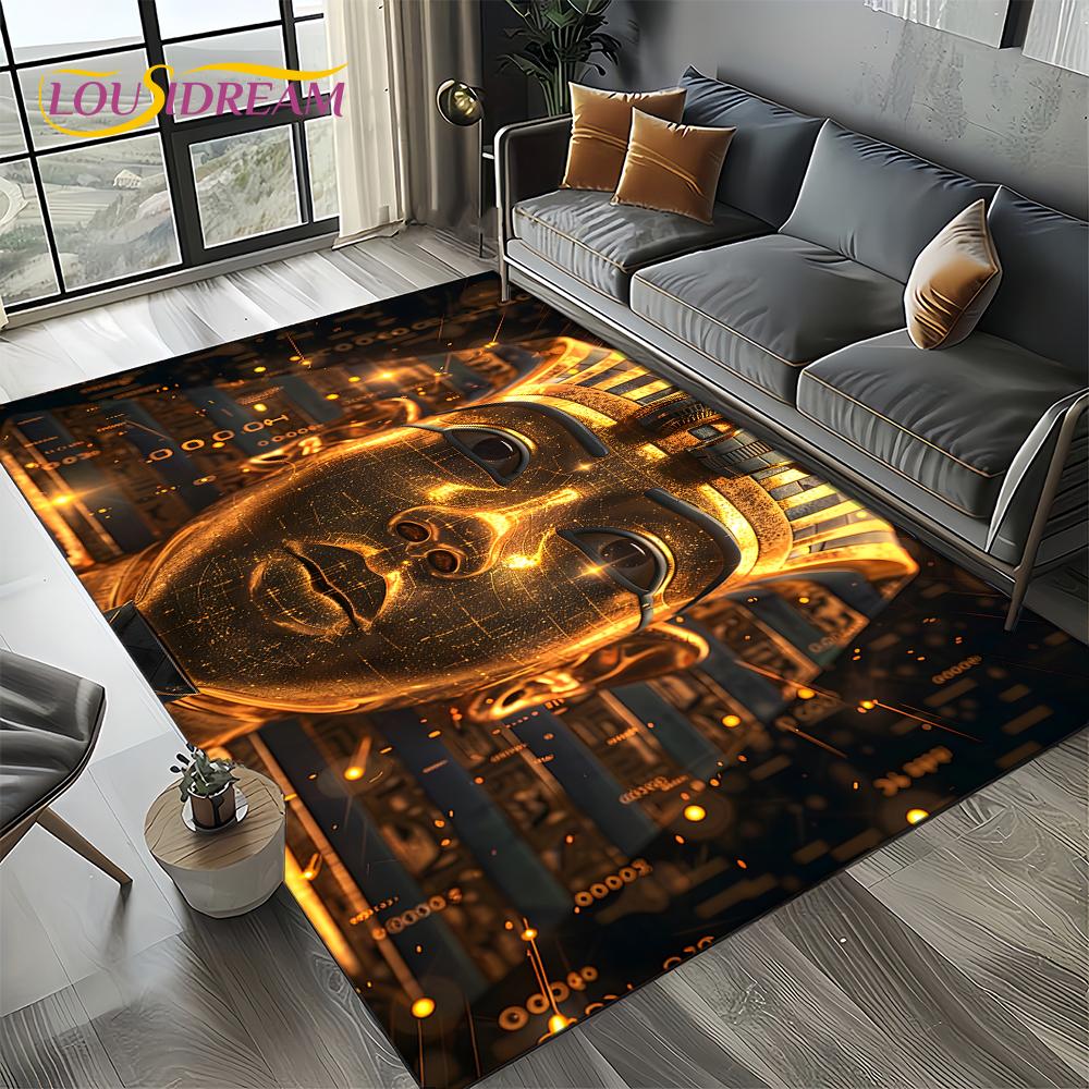 Ancient Egypt Death Anubis Pharaoh Horus Mythology Carpet Rug for Living Room Bedroom Home Sofa,Area Rug Non-slip Floor Mat