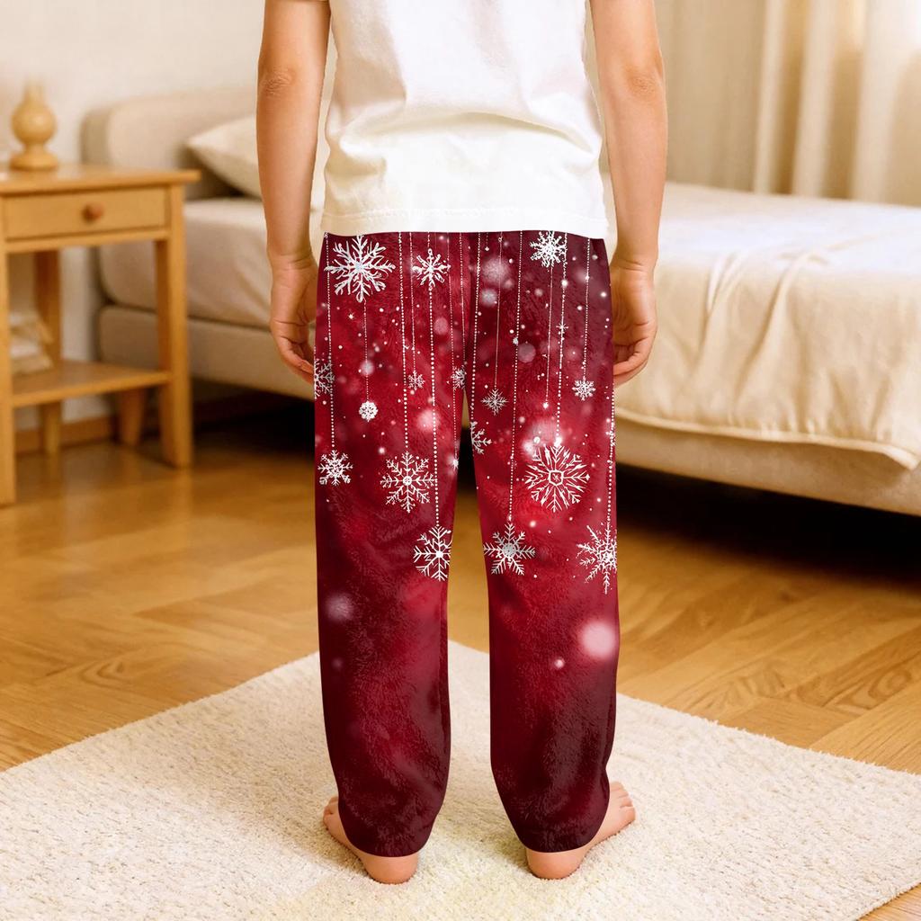 Children's Soft Comfortable Pyjama Bottoms Casual Christmas Print Home Pants