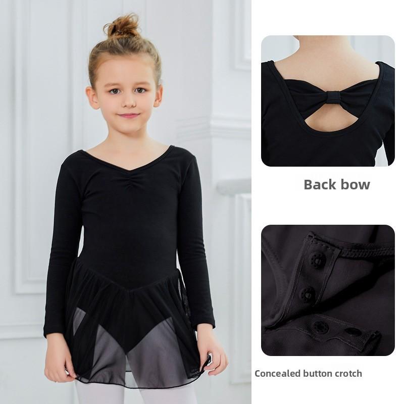 Kids Dance Costumes For Practice With Soft Cotton Fabric And Butterfly Detail