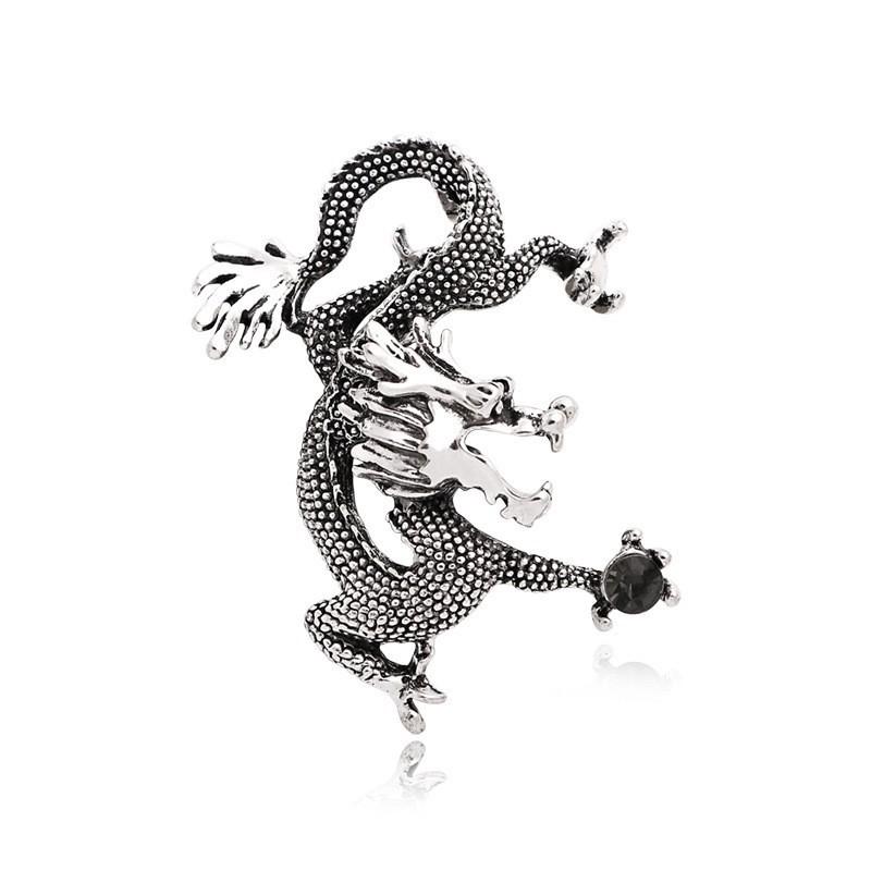 Retro Oil Drip Cartoon Dragon Shape Brooch Zodiac Personality Suit Coat Accessories Pin Jewelry