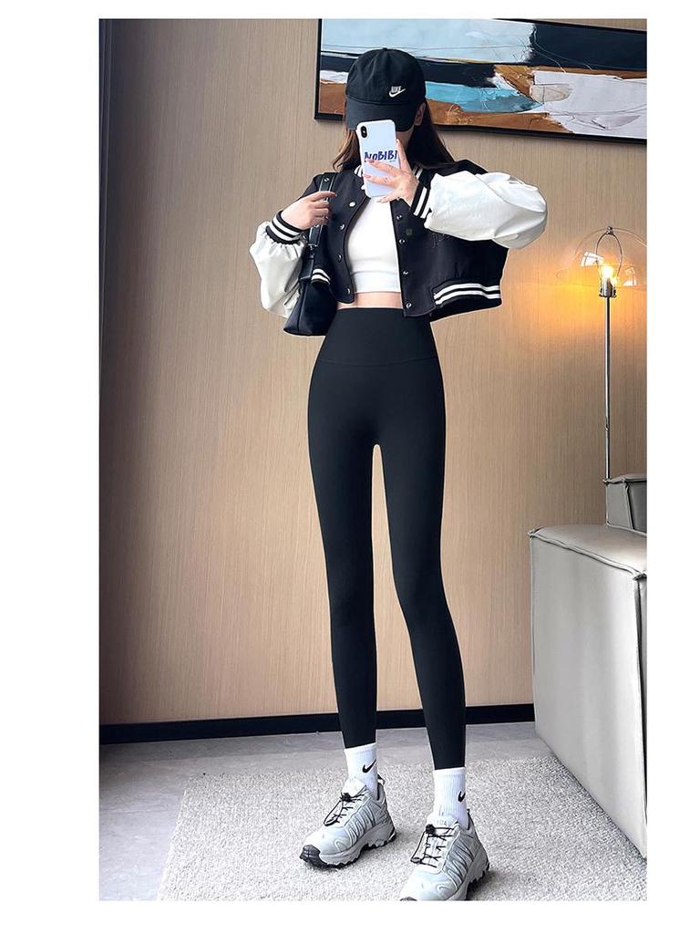 2025 Women's High Waist Black Shark Yoga Leggings - Hip Lift & Ab Control for Spring/Autumn