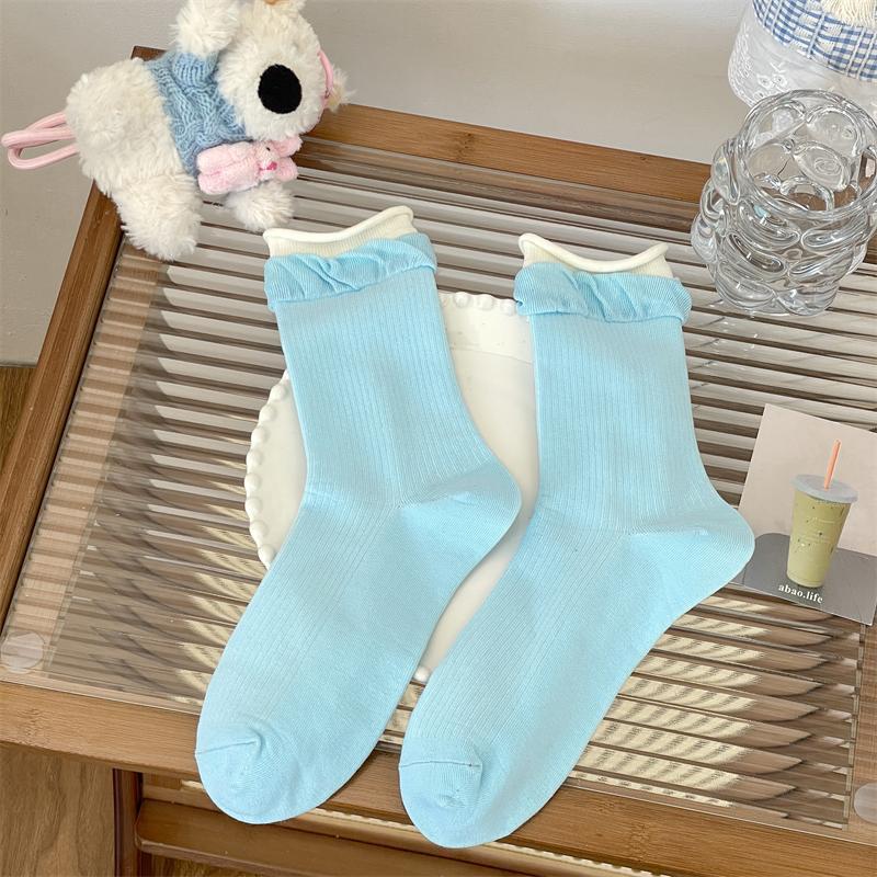 

Female Spring and Summer Thin Double Muzzle Ballet Style Loose Mouth in The Tube Pile Pile Cotton Socks 1 pair