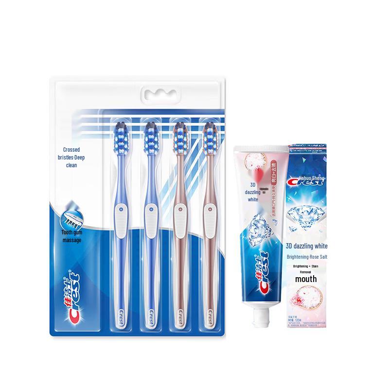 Crest 7-Effect Soft Toothbrush & 3D White Rose Salt Toothpaste Set