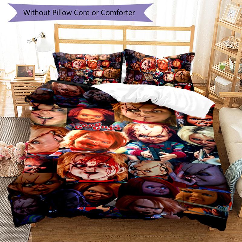 3pcs Chucky1 Pattern Bedding Set Duvet Cover Set Includes Duvet Cover &pillowcases, Perfect All Season Bedroom Decoration & Gift