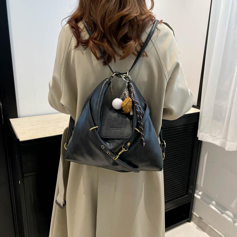 Retro large-capacity bag Women's commuter shoulder tote bag College student class schoolbag Multifunctional backpack