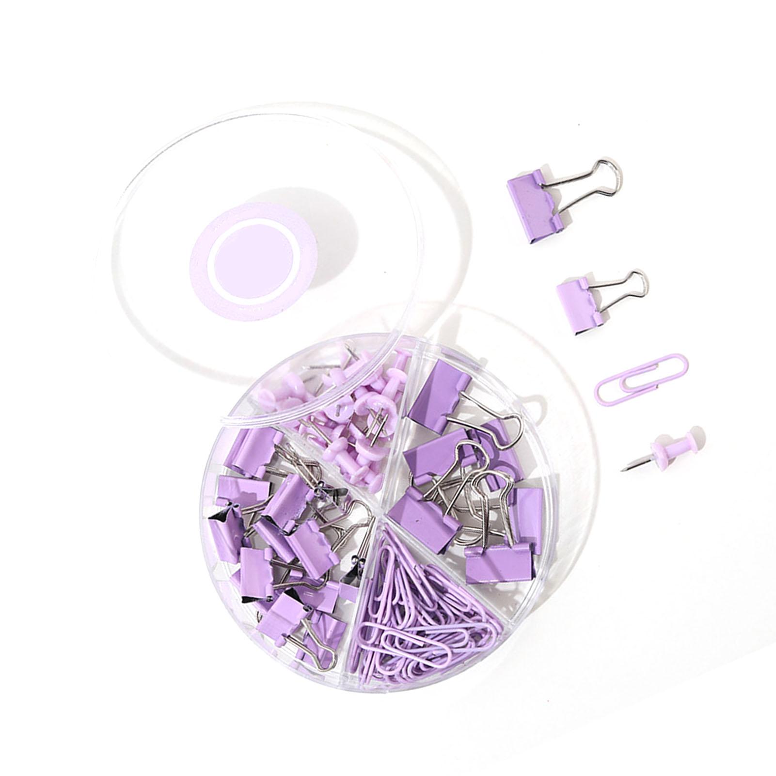 

Скрепки Биндеры Ассорти Многофункциональные Наборы Кнопок с Коробкой для Офиса Школы Документов Лаванда фиолетовый