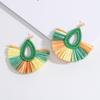 2019 Korean-Japanese Style Raffia Tassel Stud Earrings for Women
