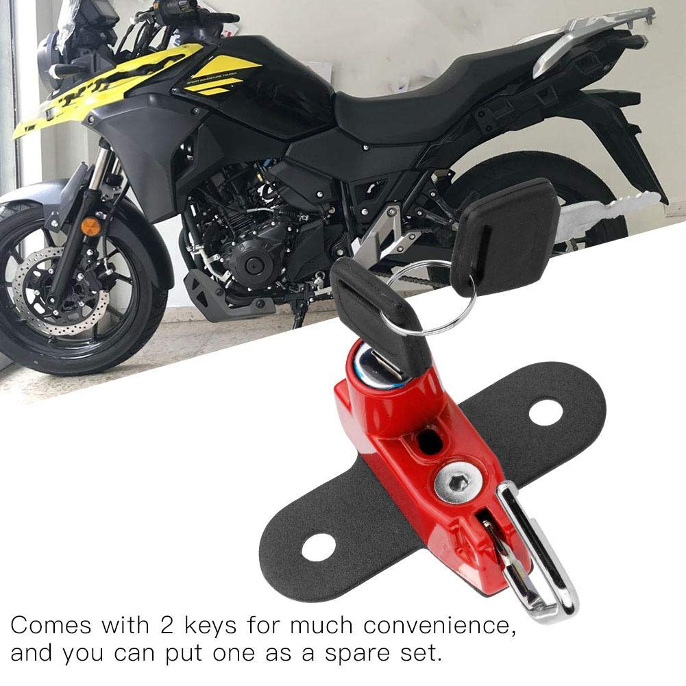 Helmet Lock, vStrom 250-Qiilu Helmet Lock Mount Anti-Theft Helmet Lock Aluminum Alloy Fit Suzuki V-Strom 250 2017 and Later (Red)