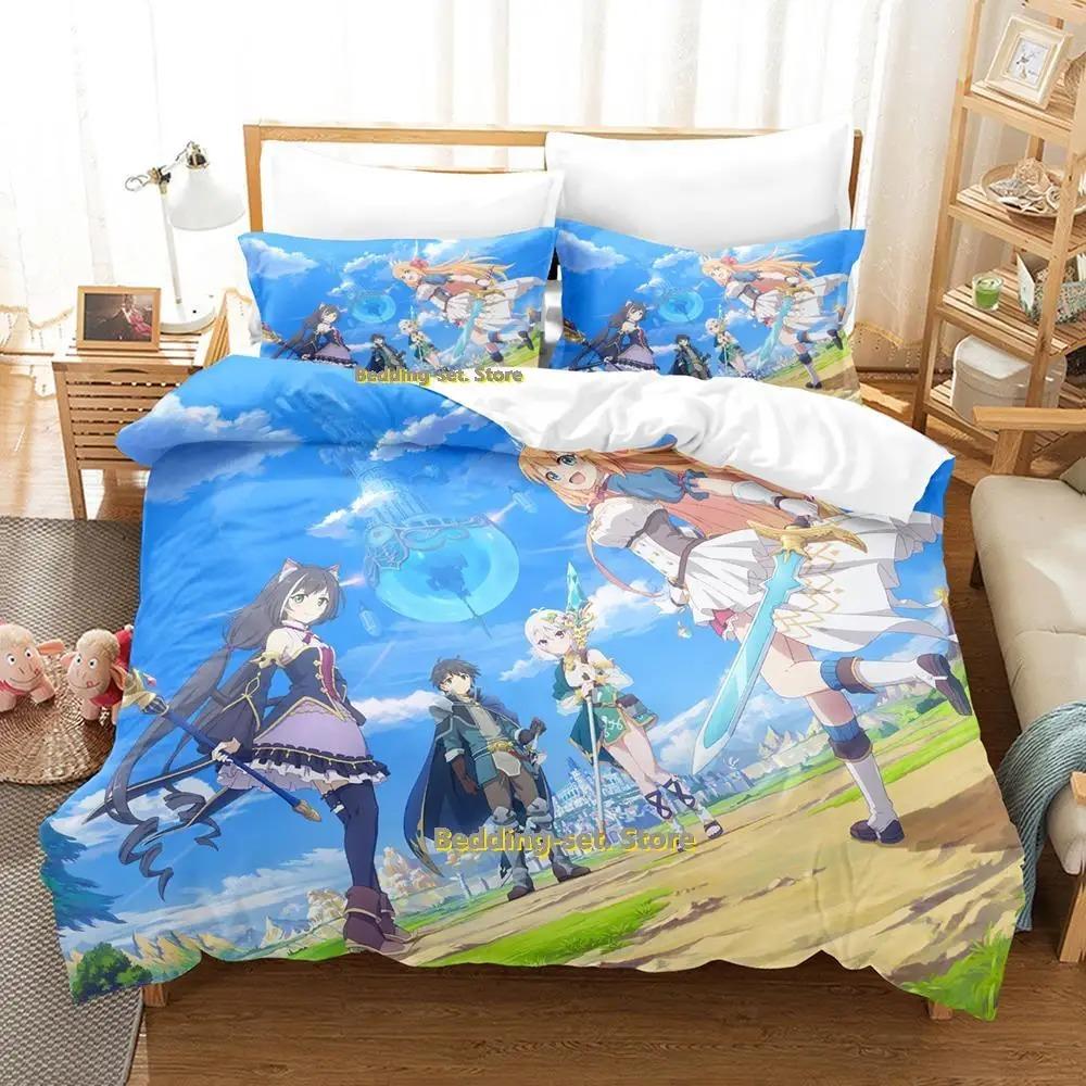 Princess Connect! ReDive Bed Cover Kit Cartoon Anime Three-piece Set Adult Kid Bedroom Duvetcover Sets Three-Dimensional Kawaii Girls Couette