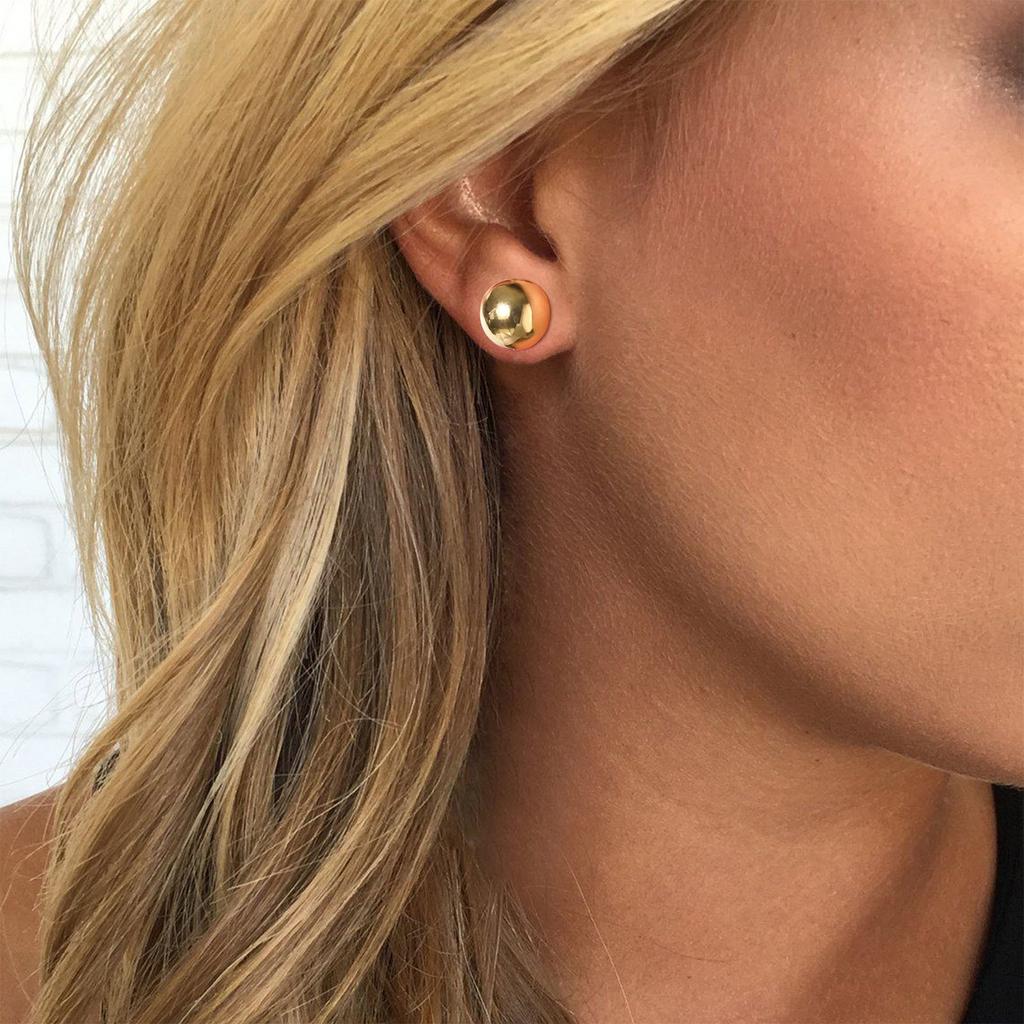 Vnox Guld Färg Rostfritt Stål 12MM Kula Öronstift för Kvinnor Smycken, Anti-Allergi Metallpärlor Öra Gåvoaccessoarer