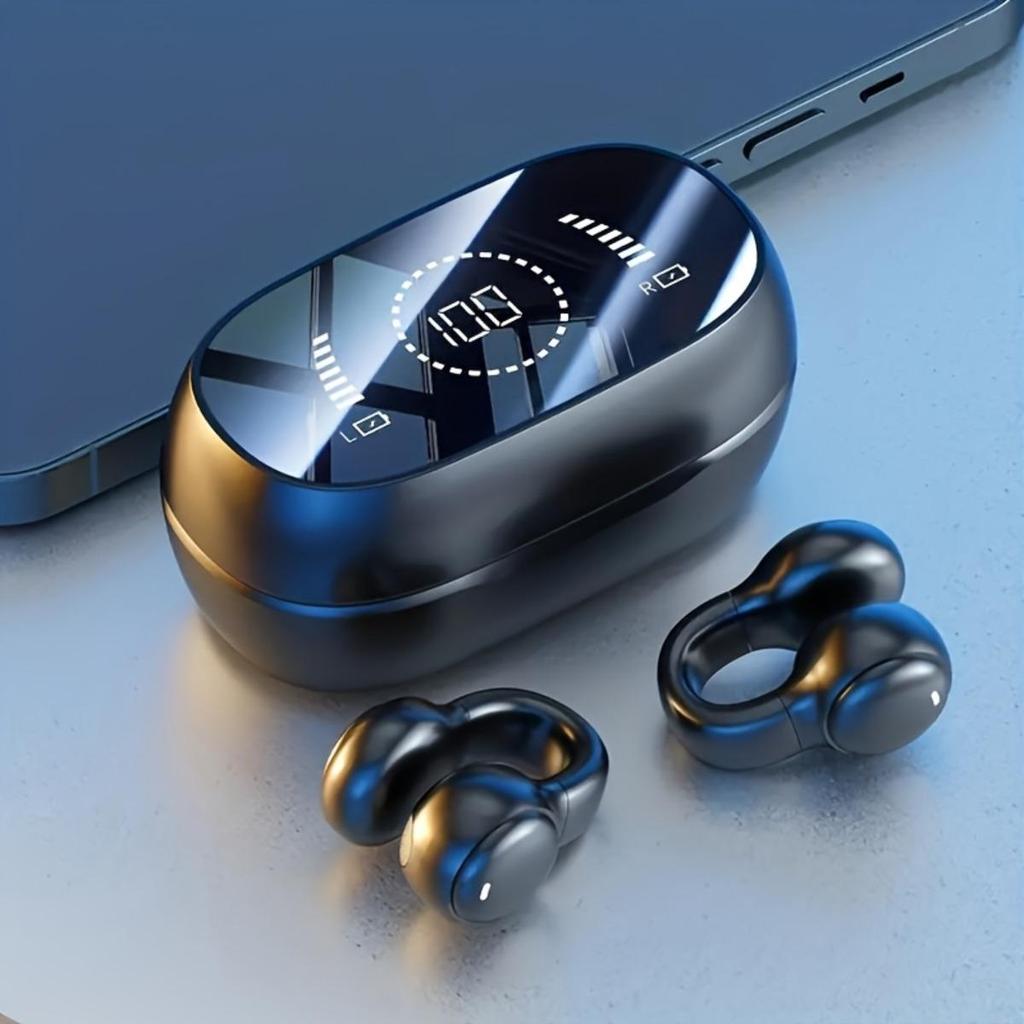 CLIP-ON HEADSET: Mini Wireless Headphones with Universal Mobile Phone Control and Voice Health Features, Compatible with All Smartphones