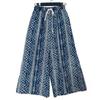 Sommer Lockere Vintage Hose für Damen Baumwolle Leinen Retro Ethno Stil Weitbein Hose Elastischer Bund Cropped Hose
