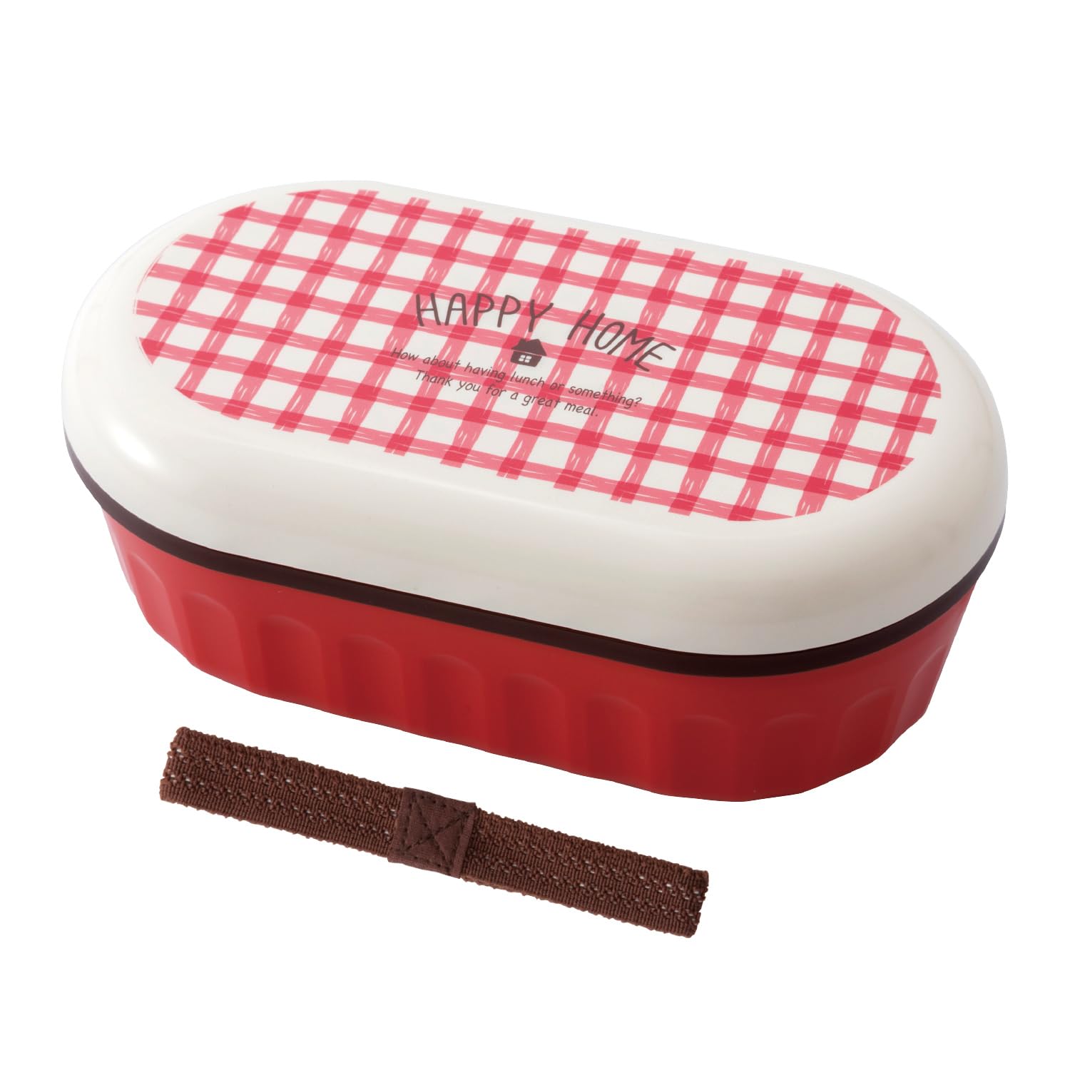 

Nakano Happy Home 600ml Lunch with Belt Single-Tier Box, Red, Stain-Resistant,