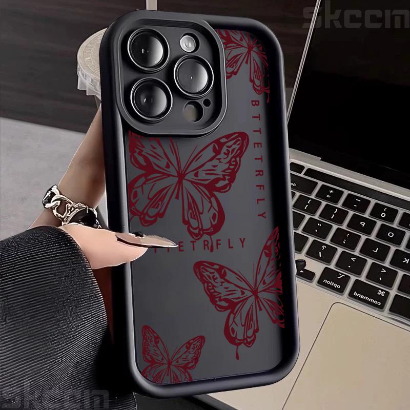 Vintage Süßer Schmetterling Silikon Weiche Handyhülle Für iPhone 16 17 15 14 13 12 11 Pro Max XS XR X 7 8 Plus Stoßfeste Candy Hülle