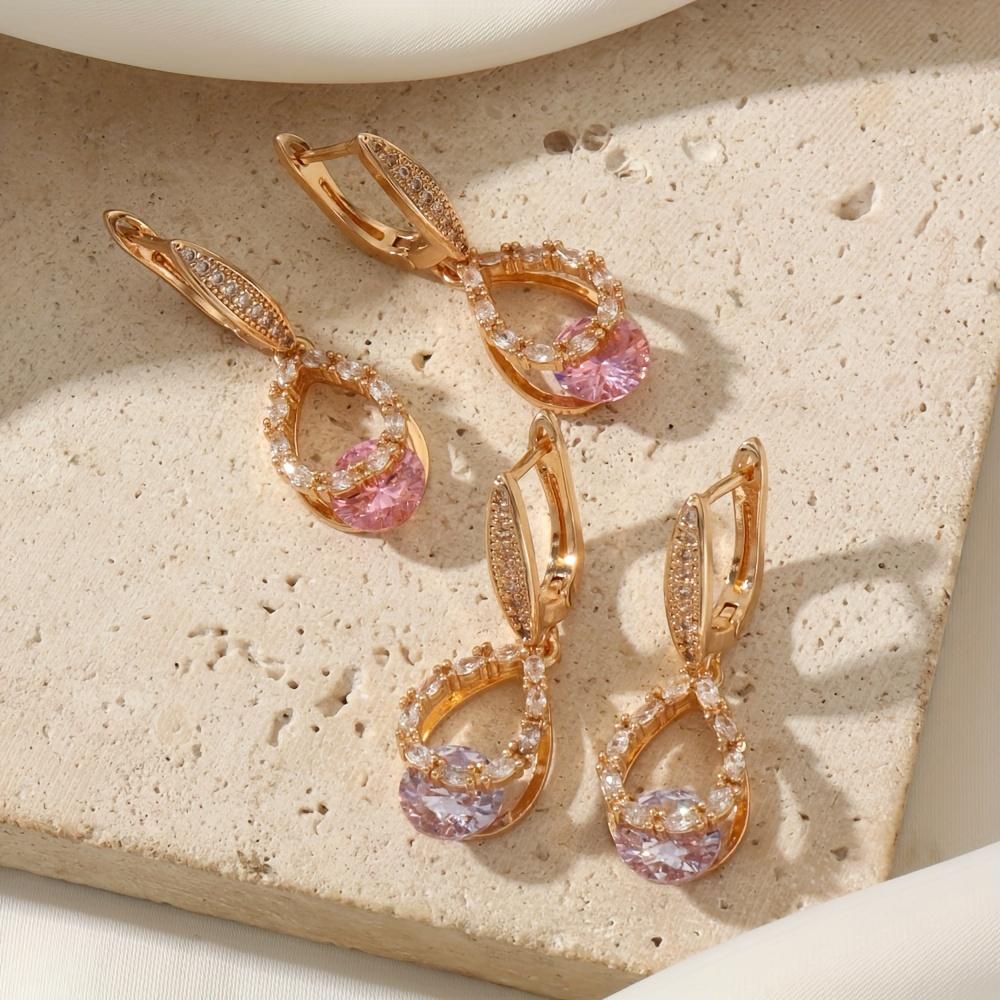 Luxurious Water Drop Shape Zirconia Dangle Earrings for Women 2025 New Fashion Earring Golden Party Jewelry Accessories