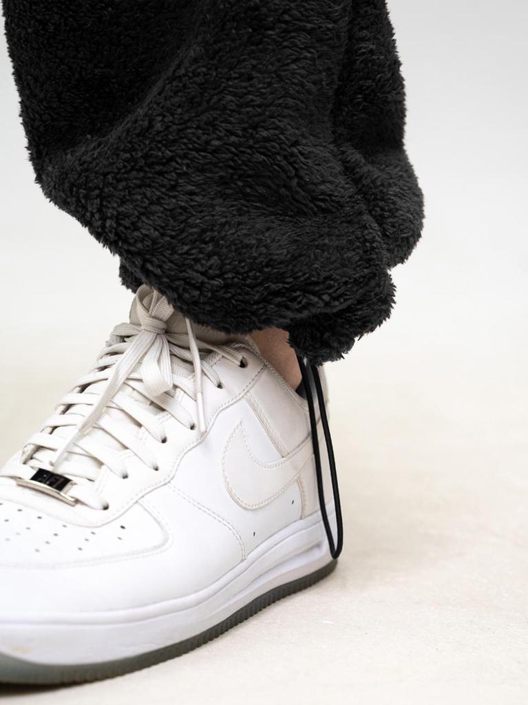 Jigga Wear Teddy Simple Crown Men's Black Sherpa Baggy Sweatpants M