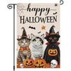 2D Flat Print Halloween Garden Flag Single Sided Haunted House Pumpkin Black Cat Cloth Spooky Polyester Halloween Outdoor Banner