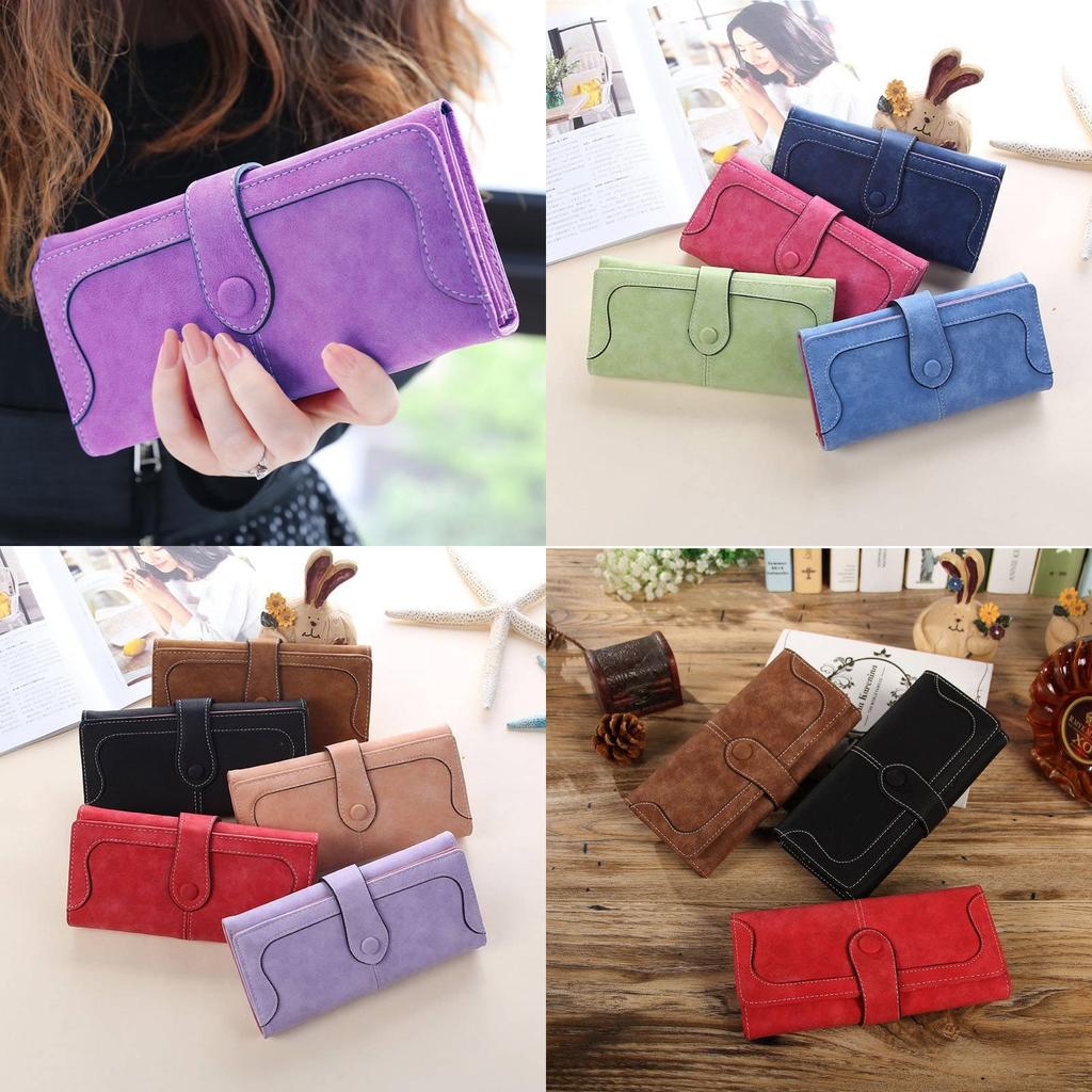 Stylish Vintage Pu Leather Long Wallet For Women With Magnetic Closure And Soft Texture