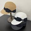 Grass Woven Shading Cap Bow Shaped Sun Hat Elegant Duckbill Hat  Summer