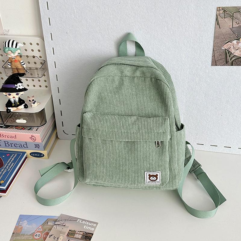 Mini Ryggsekk Dame Cordfløyel Ryggsekk Student Skoleveske