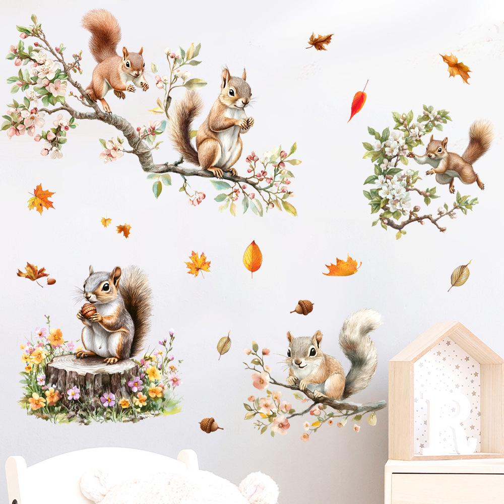 Squirrel Wall Sticker: Removable Self-Adhesive Art for Living Room, Bedroom, or Entrance