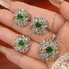 New Jewelry Set, Necklace, Earrings, Ring, Colorful Treasure, Emerald Jewelry, Women's European, American and Retro.