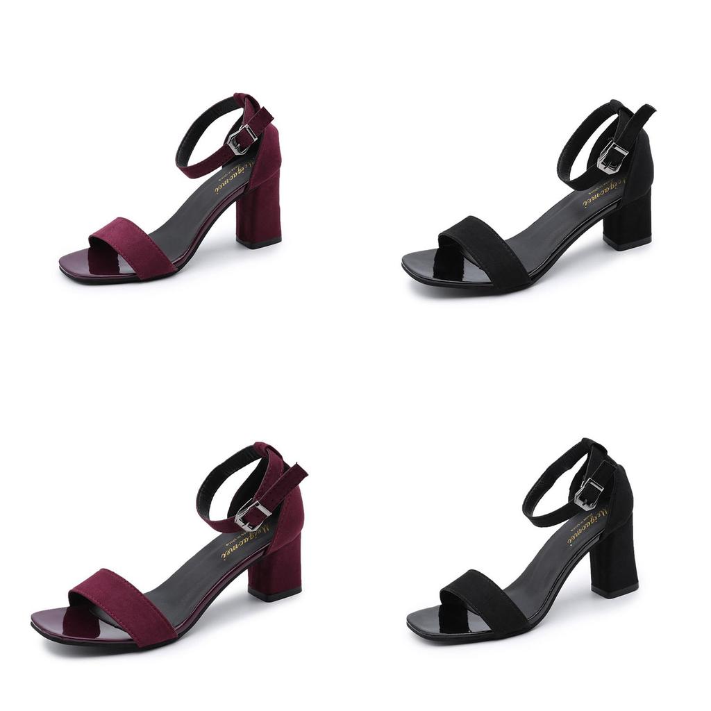 Fashion Summer Womens Roman Style Open Toe Low Heel Sandals With Buckle For Adults