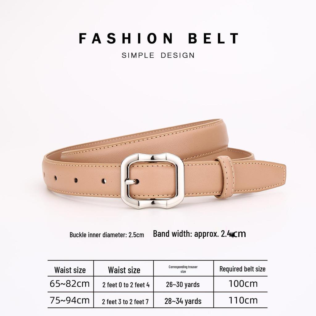 Women's Versatile Genuine Leather Belt - Decorative High-End Fashion Waistband for Casual or Professional Wear