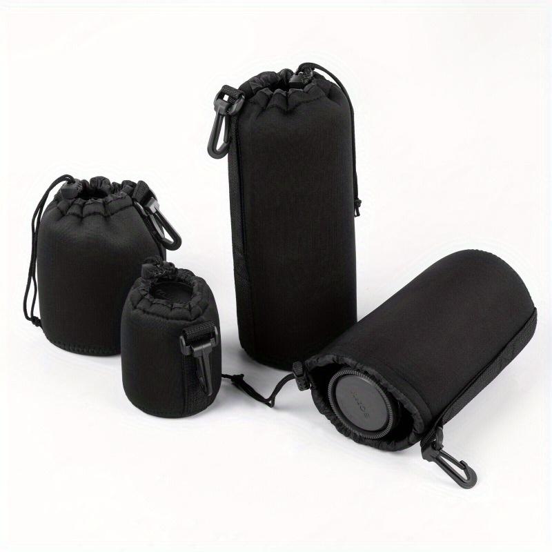 4pcs Soft Neoprene Camera Lens Pouch Bag - Waterproof Drawstring Protector Case Set with Shockproof and Scratch-Resistant Design