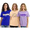 Women's Half Sleeve Cotton Blend Loose Fit Casual Wear Top T-shirt Pack Of 3