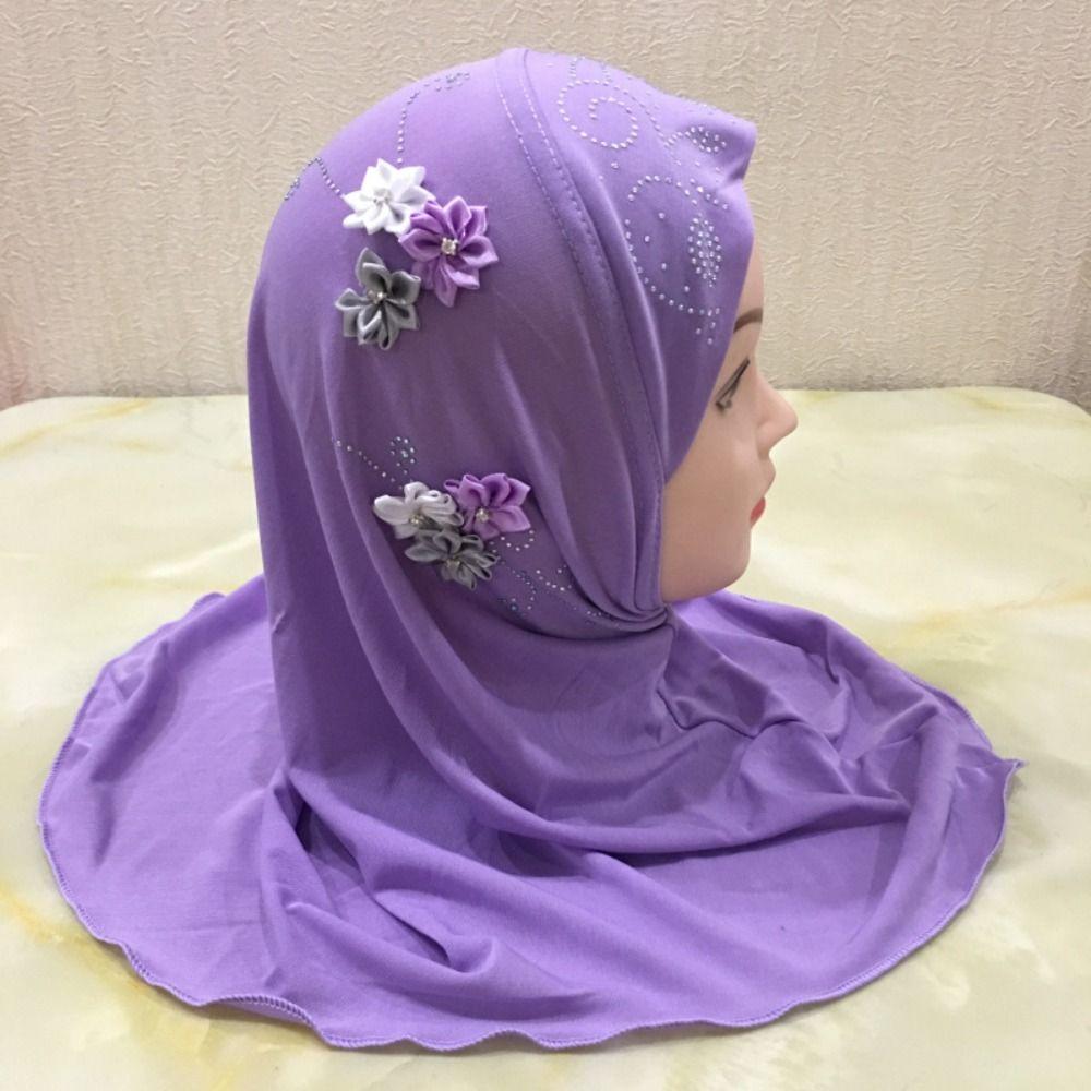 Beautiful Flowers Fit Islamic Scarf Head Wrap Girl  Headbands Kids  Headscarf