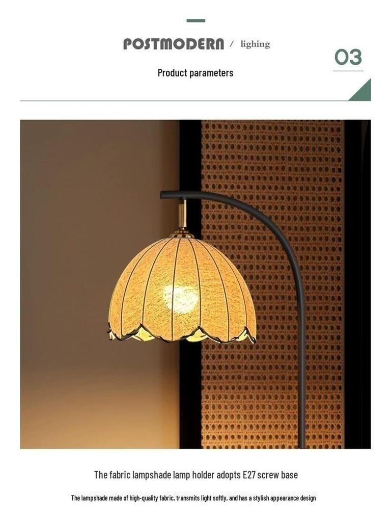 Retro American Style Floor and Table Lamp Set with Living Room Coffee Table and Bedroom Bedside Storage