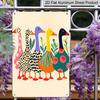 2D Flaches 8×12 Zoll Buntes Abstrakt Gemustertes Enten Metallschild - Skurriler Volkskunststil Wanddeko, Aluminium Aufhängung für Kinderzimmer, Wohnzimmer oder