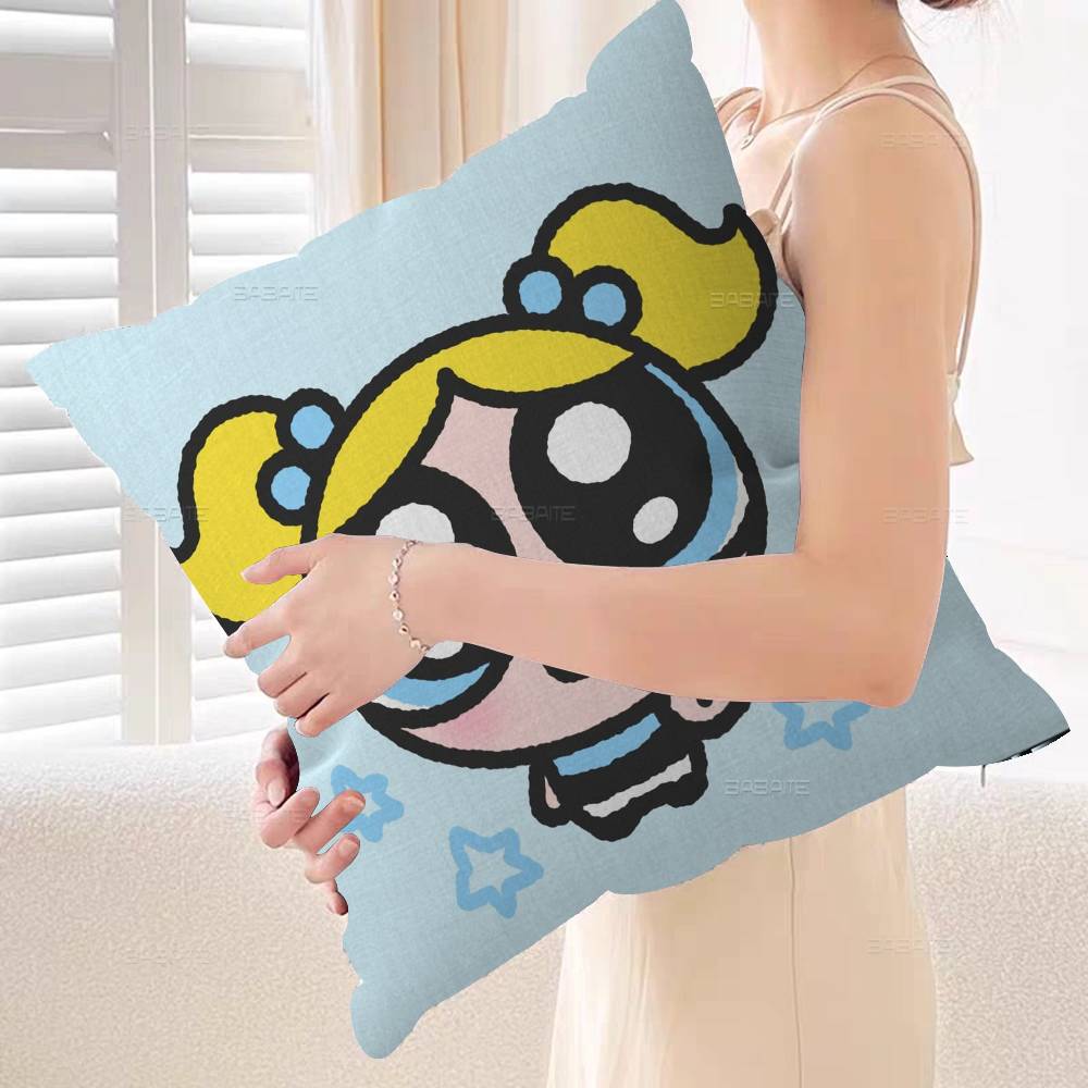 Kawaii P-Powerpuff Anime G-Girls Pillow Cover Sofa Cushion Cover Home Room Decoration Children Gift