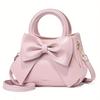 Elegante Damen-Handtasche mit Schleife, Crossbody-Tasche aus Kunstleder mit doppelten Griffen, einfarbig, Reißverschluss, gefüttert, Kanten verziert, vielseitig für verschiedene Anlässe