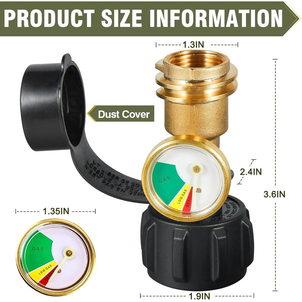 Bestfire 2 PCS Propane Tank Gauge With Leak Detector – Universal Level Indicator For 5-40Lb Tanks – QCC1/Type 1 Connection – Brass Construction
