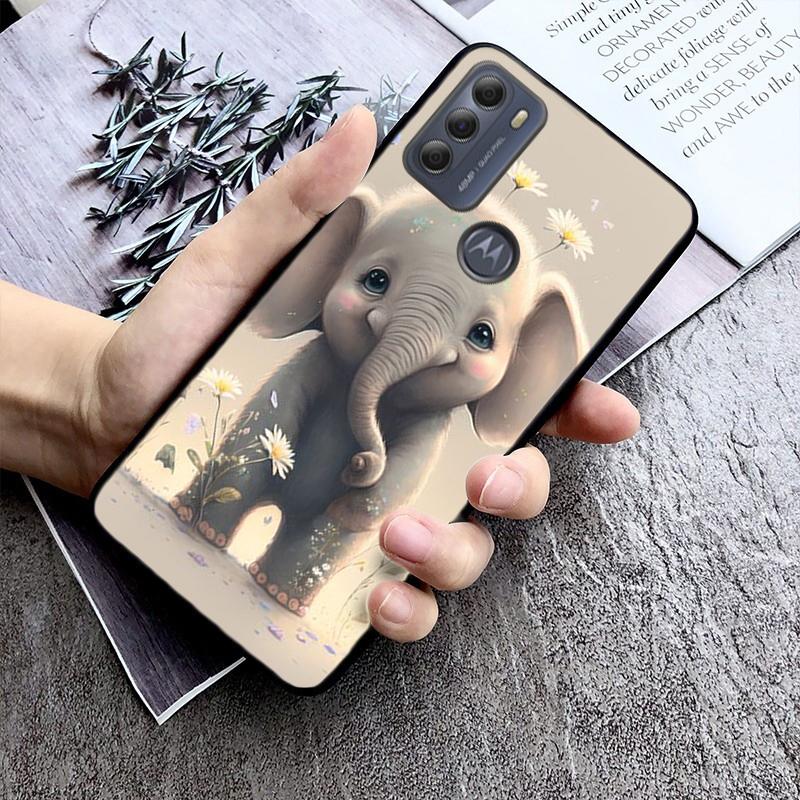 Cute Baby Elephants Phone Case For Moto G84 G23 G24 G31 G32 G41 G51 G52 G53 G54 G71 G82 G42 G62 G200 G Play G Stylus