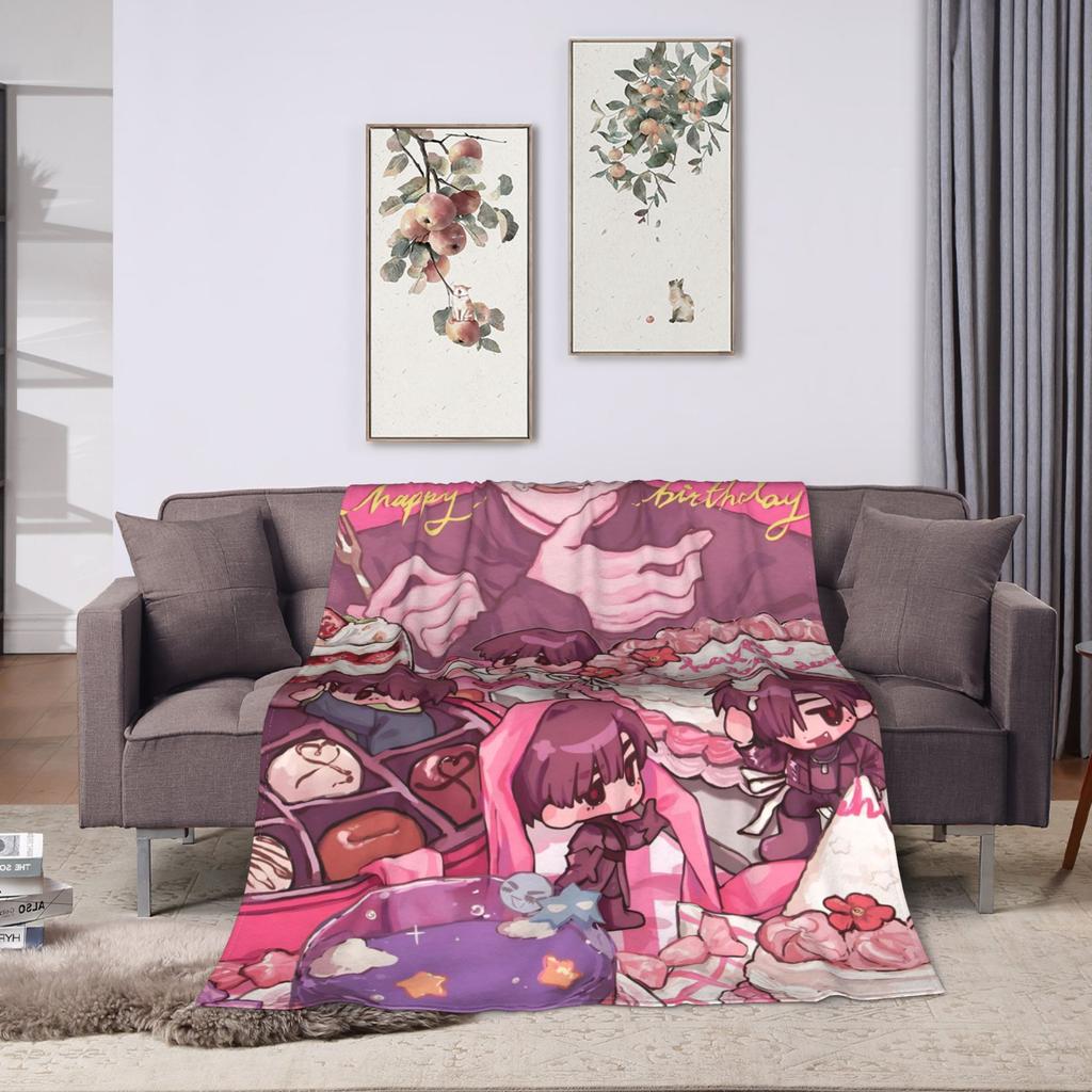 Soft Warm Blanket Decorative Alien Stage Manga Character Artwork Throw Blanket Flannel Bedspread For Couch Bed Sofa Bed Cover