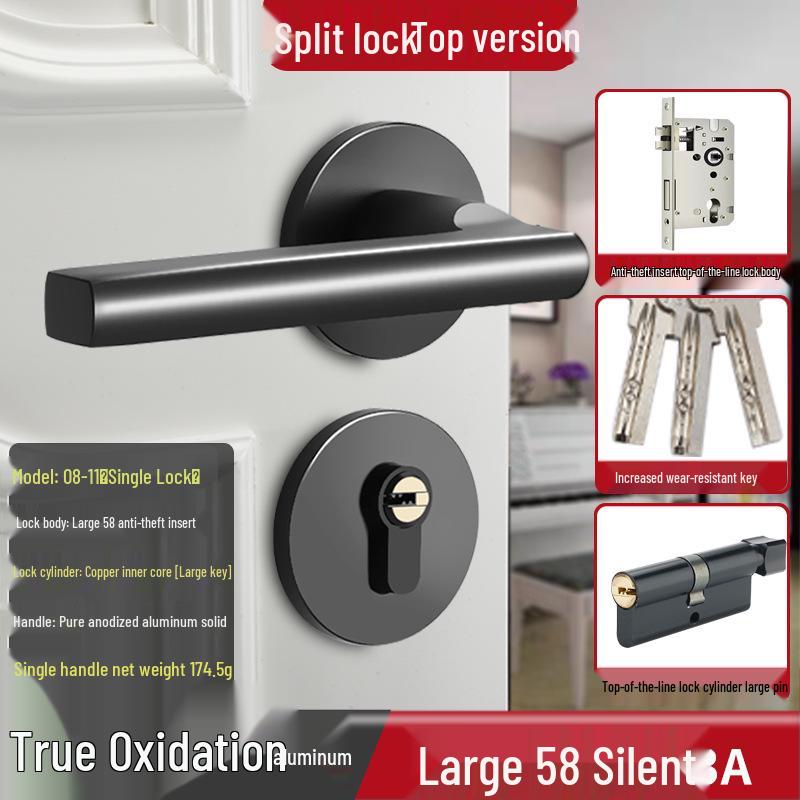 Univerzální magnetický černý vnitřní zámek kliky dveří pro dřevěné dveře ložnice