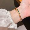Geometric Zircon Metal Open Cuff Bracelet With Sparkling Stones For Women Fashion Jewelry