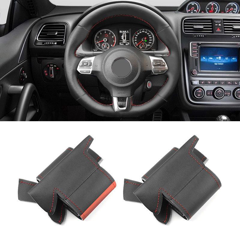 Car Accessories Microfiber Leather Steering Wheel Cover Trim For VW Golf 6 GTI MK6 Polo GTI Scirocco R Passat CC R-Line 2010-16